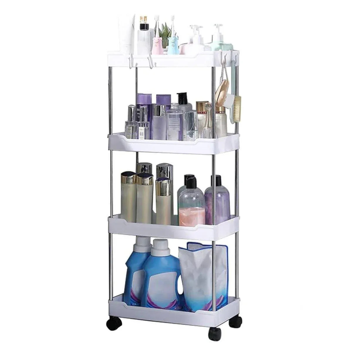 Multi Layer Rolling Storage Cart Kitchen Bathroom Organizer Shelf with Wheels - 4-White V528-STORAGE-TROLLEY-4-WHITE-464227