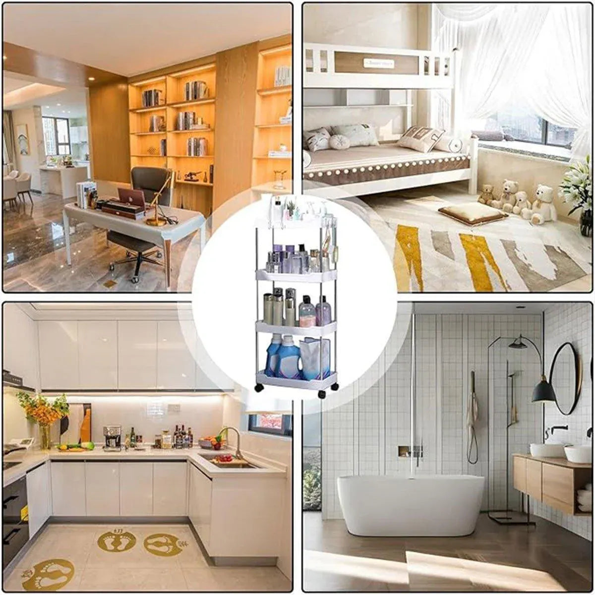 Multi Layer Rolling Storage Cart Kitchen Bathroom Organizer Shelf with Wheels - 4-White V528-STORAGE-TROLLEY-4-WHITE-464227