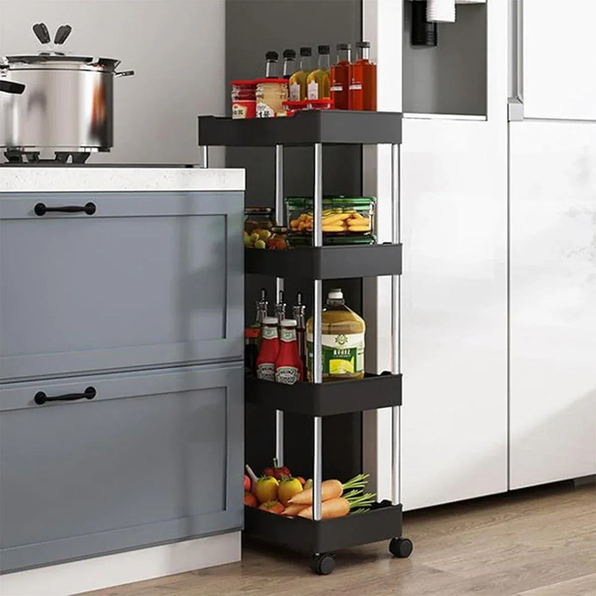 Multi Layer Rolling Storage Cart Kitchen Bathroom Organizer Shelf with Wheels - 4-White V528-STORAGE-TROLLEY-4-WHITE-464227