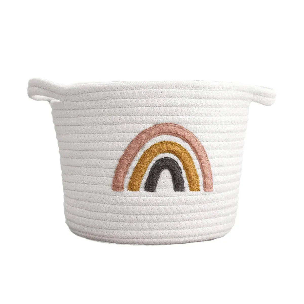 Rainbow Cotton Rope Storage Basket Handheld Desktop Organizer Large Basket V528-STORAGE-WHITE-823046