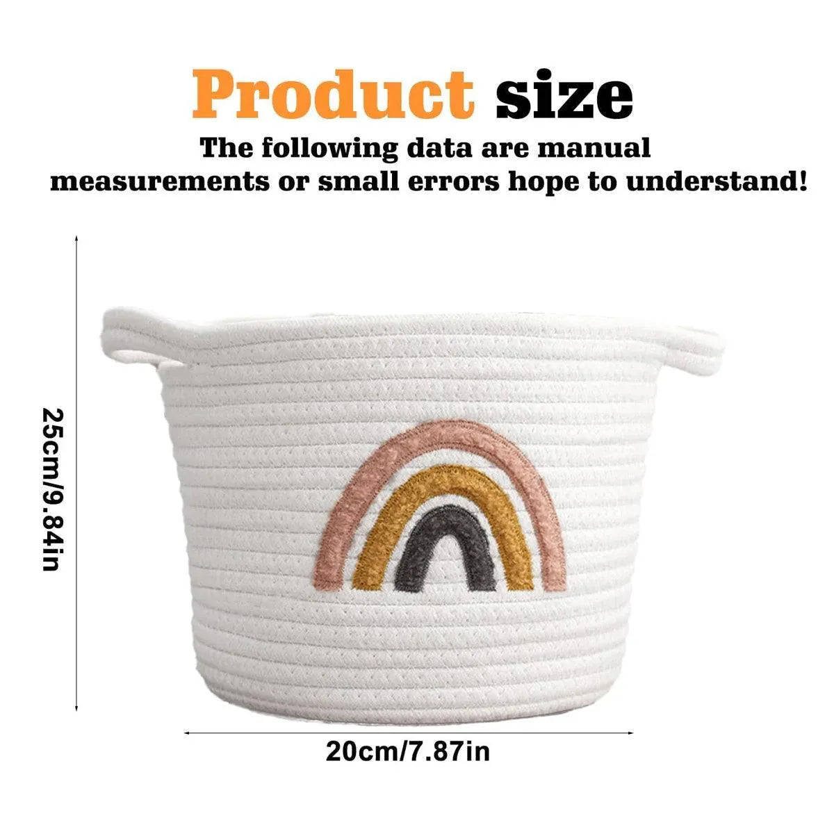 Rainbow Cotton Rope Storage Basket Handheld Desktop Organizer Large Basket V528-STORAGE-WHITE-823046