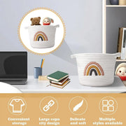 Rainbow Cotton Rope Storage Basket Handheld Desktop Organizer Large Basket V528-STORAGE-WHITE-823046
