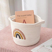 Rainbow Cotton Rope Storage Basket Handheld Desktop Organizer Large Basket V528-STORAGE-WHITE-823046