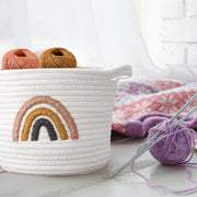 Rainbow Cotton Rope Storage Basket Handheld Desktop Organizer Large Basket V528-STORAGE-WHITE-823046