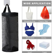Hanging Mesh Bag Organizer Dispenser for Plastic or Trash Bags Storage Holder - Grey V528-STORAGEBAG-GREY-67105