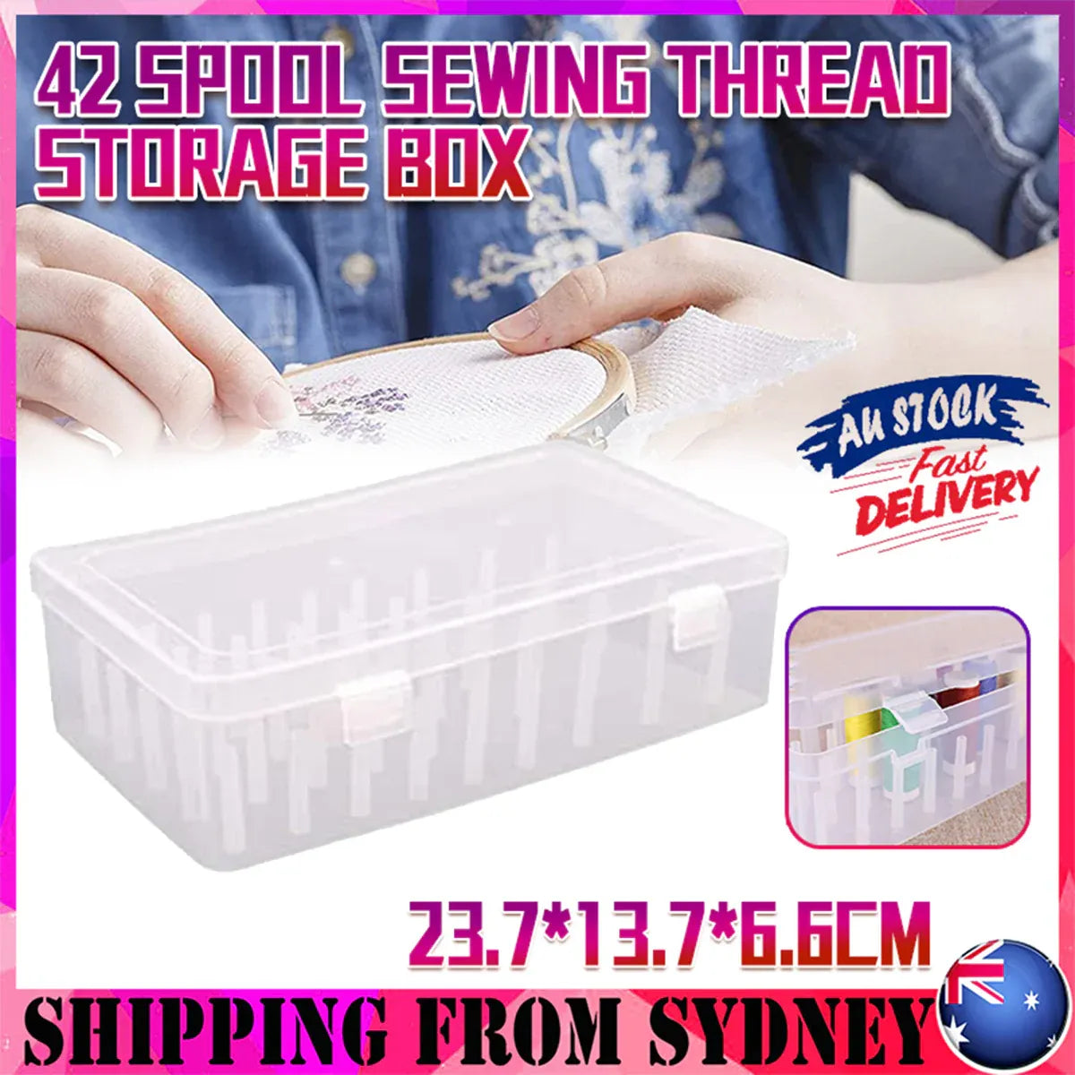 42 Spool Sewing Thread Storage Box Embroidery Bobbin Case Holder Organizer V528-STORAGEBO-14255
