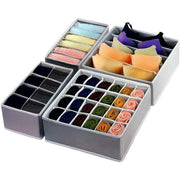 Drawer Organizer Set Foldable Storage Box Divider for Bra Underwear Closet 4pcs - Beige V528-STORAGEBO-BEIGE-84803