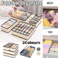 Drawer Organizer Set Foldable Storage Box Divider for Bra Underwear Closet 4pcs - Grey V528-STORAGEBO-GREY-58791