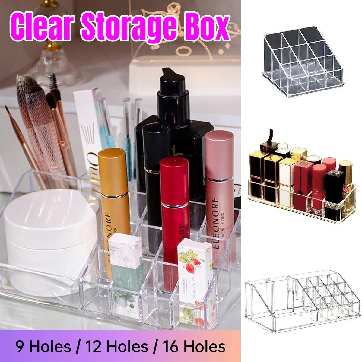 Desktop Transparent Storage Organizer Box Multi-Compartment Display Rack Holder - 16 grids V528-STORAGEBOX-16-933258