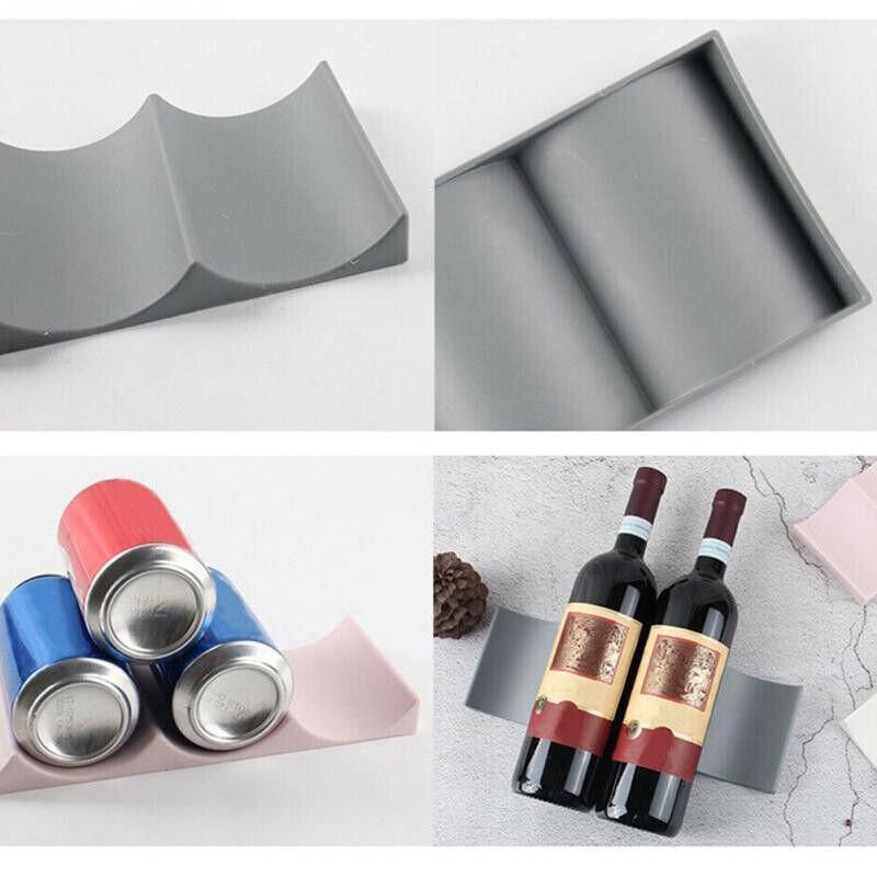 Fridge Organiser Wine Beer Stacking Bottle Rack Kitchen Space Saving Can Holder - Pink V528-STORAGERACK-LIGHTPINK-994470