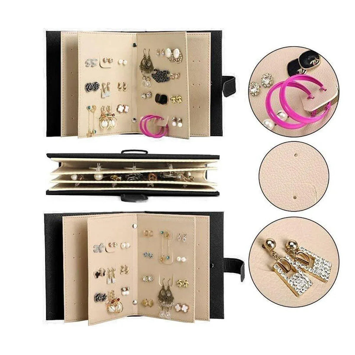Large Capacity Jewelry Storage Book for Earrings Home Organizer Small Size Box - Black V528-STORE-BOOKS-BLACK-582556