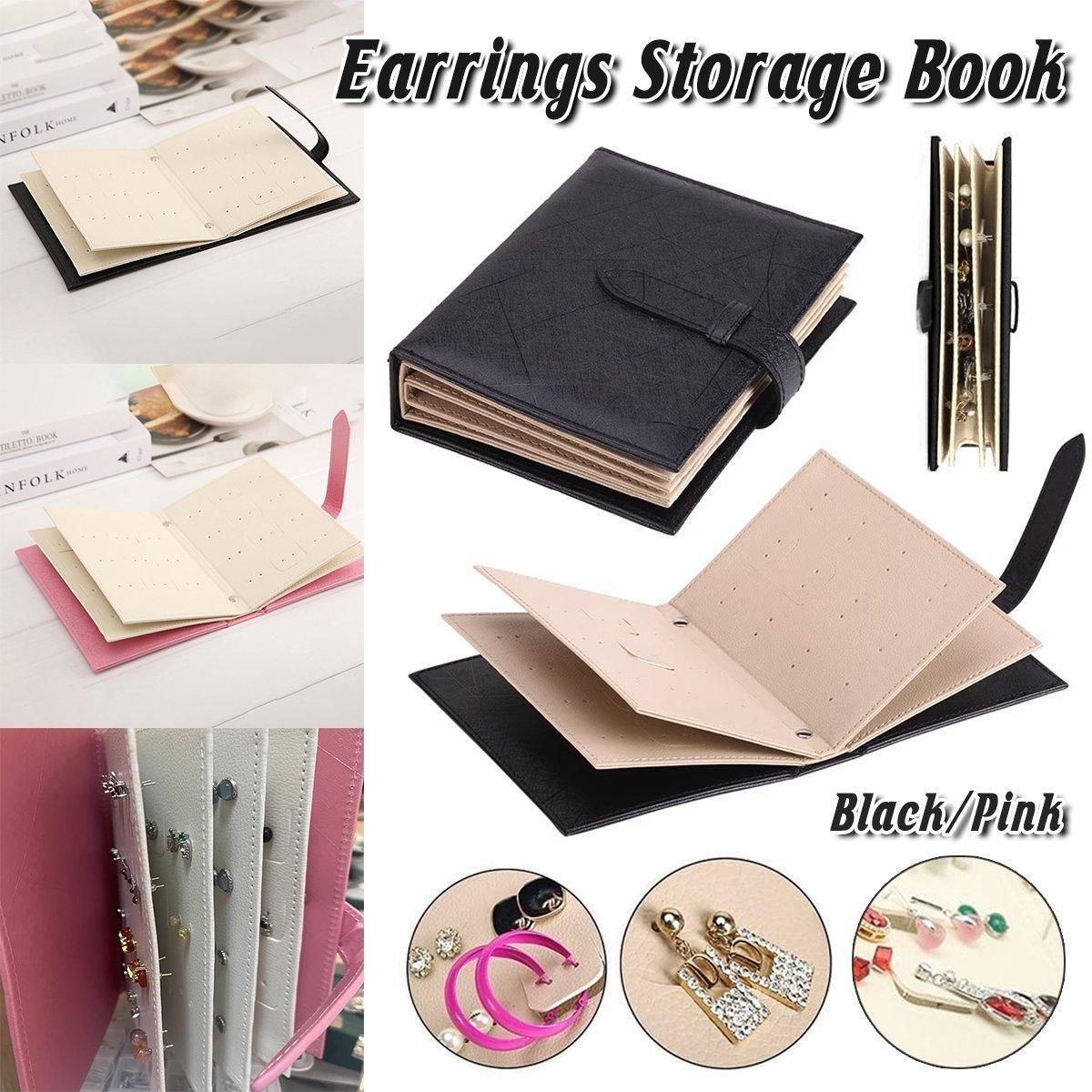 Large Capacity Jewelry Storage Book for Earrings Home Organizer Small Size Box - Black V528-STORE-BOOKS-BLACK-582556