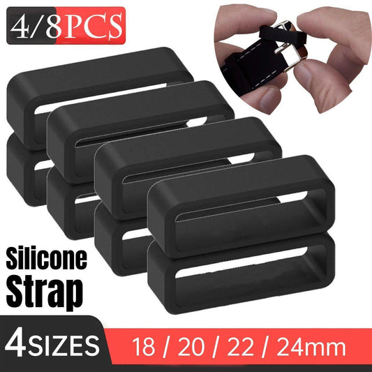 4/8pcs Watch Silicone Gel Ring Bracelet Rubber Bands for Men Women Fashion - 18mm-8pcs V528-STRAP-CLASP-18MM-8PCS-302853