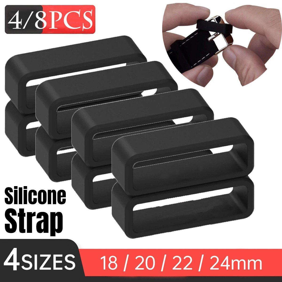 4/8pcs Watch Silicone Gel Ring Bracelet Rubber Bands for Men Women Fashion - 22mm-8pcs V528-STRAP-CLASP-22MM-8PCS-944009