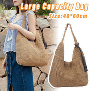 Large Capacity Fashion Woven Straw Shoulder Bag Simple Design for Everyday Use V528-STRAW-BAG-BROWN-609713