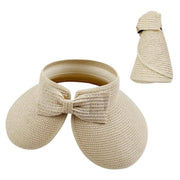 Women Roll Up Sun Visor Wide Brim Straw Hat Summer Foldable UV Protection Cap - Beige V528-STRAW-HAT-BEIGE-982506