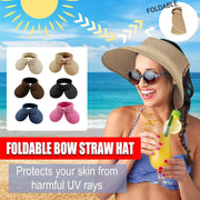 Women Roll Up Sun Visor Wide Brim Straw Hat Summer Foldable UV Protection Cap - Navy Blue V528-STRAW-HAT-NAVY-510428