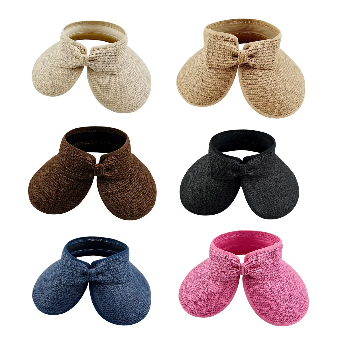 Women Roll Up Sun Visor Wide Brim Straw Hat Summer Foldable UV Protection Cap - Navy Blue V528-STRAW-HAT-NAVY-510428
