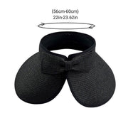 Women Roll Up Sun Visor Wide Brim Straw Hat Summer Foldable UV Protection Cap - Rose Red V528-STRAW-HAT-ROSE-RED-852478