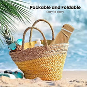 Women Roll Up Sun Visor Wide Brim Straw Hat Summer Foldable UV Protection Cap - Rose Red V528-STRAW-HAT-ROSE-RED-852478