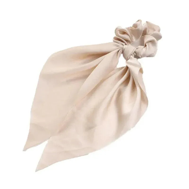 Chiffon Ponytail Scarf Bow Elastic Hair Rope Tie Scrunchies Ribbon Hair Bands - Champagne V528-STREAMER-05-60217