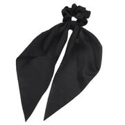 Chiffon Ponytail Scarf Bow Elastic Hair Rope Tie Scrunchies Ribbon Hair Bands - Black V528-STREAMER-06-46305