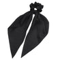 Chiffon Ponytail Scarf Bow Elastic Hair Rope Tie Scrunchies Ribbon Hair Bands - Black V528-STREAMER-06-46305
