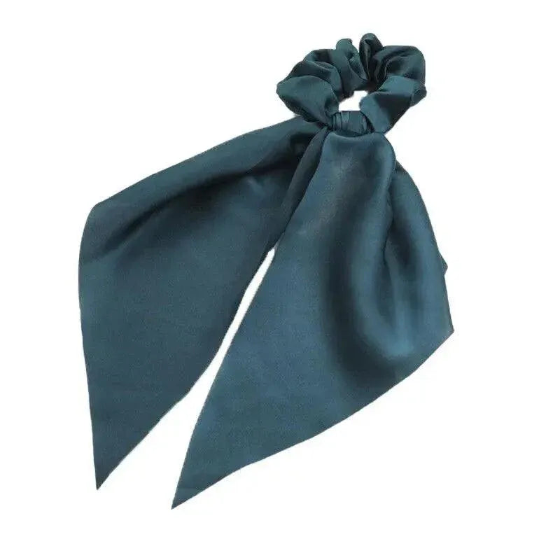 Chiffon Ponytail Scarf Bow Elastic Hair Rope Tie Scrunchies Ribbon Hair Bands - Green V528-STREAMER-07-66955