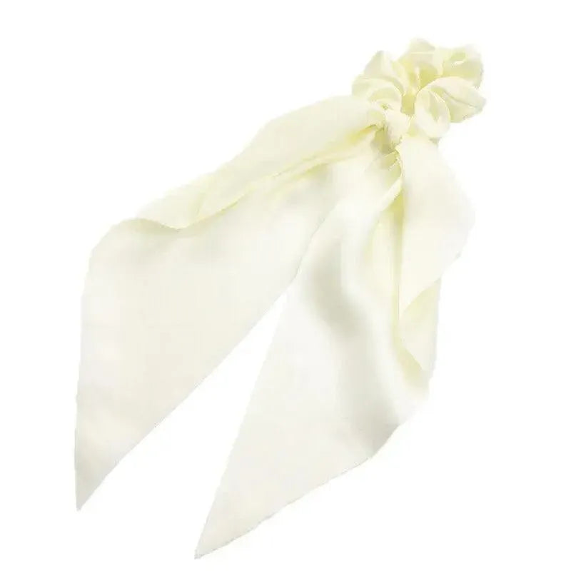 Chiffon Ponytail Scarf Bow Elastic Hair Rope Tie Scrunchies Ribbon Hair Bands - Yellow V528-STREAMER-08-25571