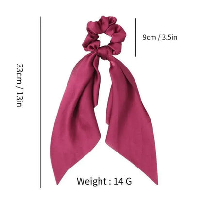 Chiffon Ponytail Scarf Bow Elastic Hair Rope Tie Scrunchies Ribbon Hair Bands - Yellow V528-STREAMER-08-25571