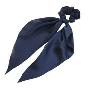 Chiffon Ponytail Scarf Bow Elastic Hair Rope Tie Scrunchies Ribbon Hair Bands - Navy V528-STREAMER-09-46068
