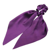 Chiffon Ponytail Scarf Bow Elastic Hair Rope Tie Scrunchies Ribbon Hair Bands - Purple V528-STREAMER-11-32226