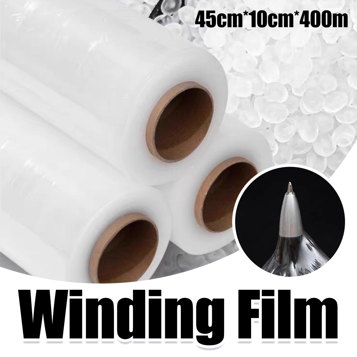 Stretch Film PE Winding Film Transparent 45CM Wide Logistics Wrapping Film V528-STRETCH-FILM-45CM-400M-807164