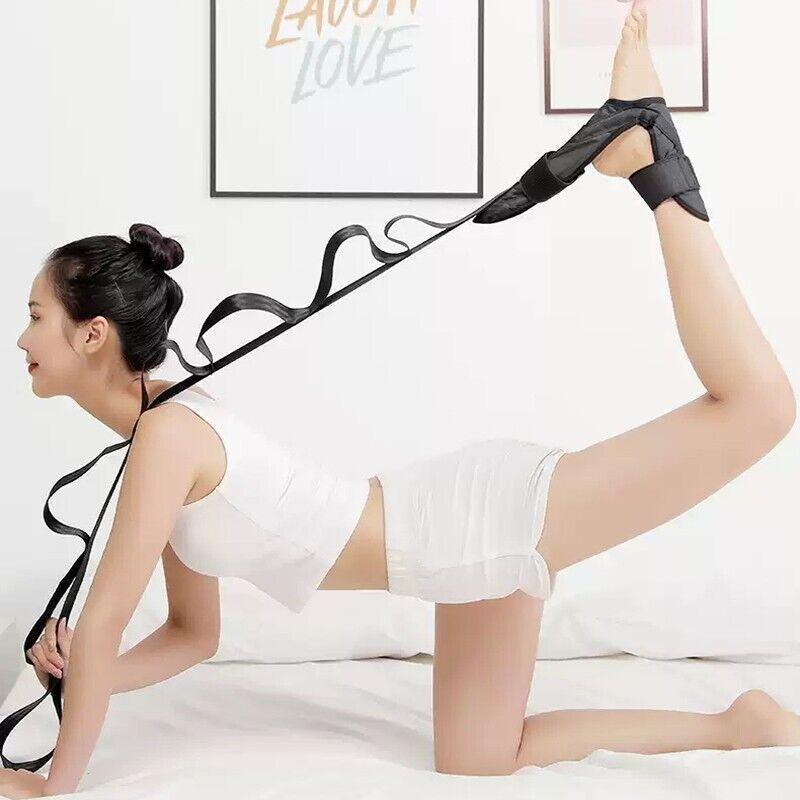 Yoga Flexibility Stretch Band Leg Fascia Stretcher Strap Ballet Gym Trainer V528-STRETCHBELT-BLACK-17637