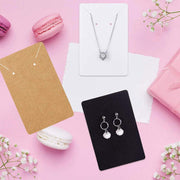 40pcs Jewellery Display Cards Necklace Earring Holder Kraft Paper 6x9cm - White V528-STUDLINGCARD-WHITE-99331