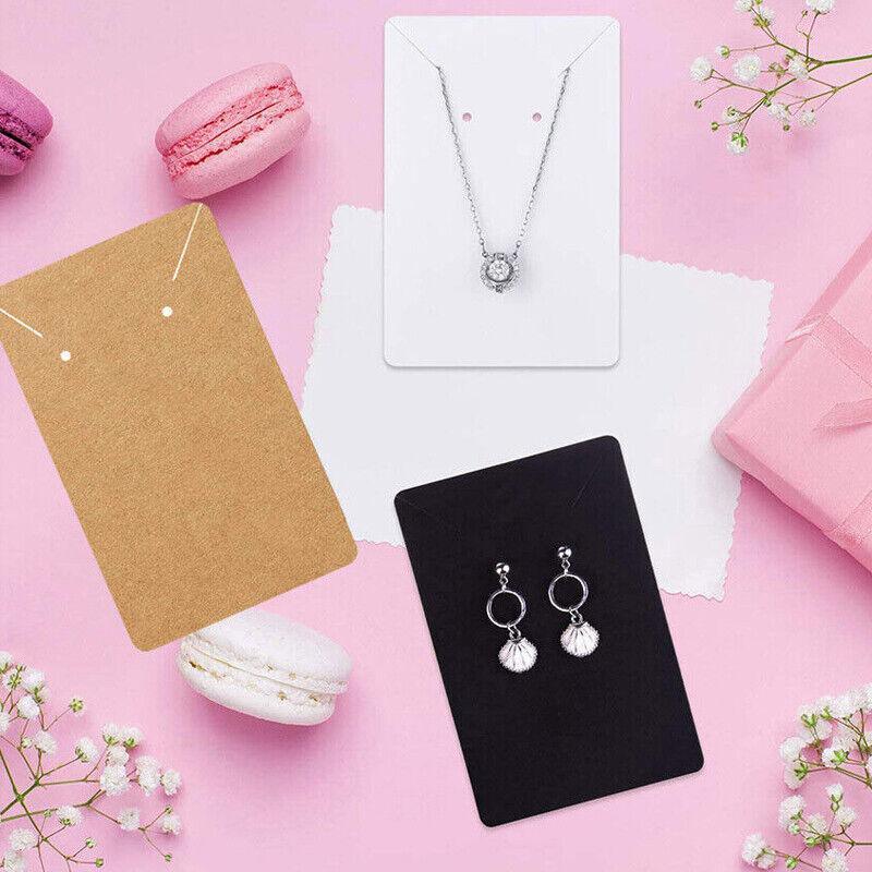 40pcs Jewellery Display Cards Necklace Earring Holder Kraft Paper 6x9cm - White V528-STUDLINGCARD-WHITE-99331