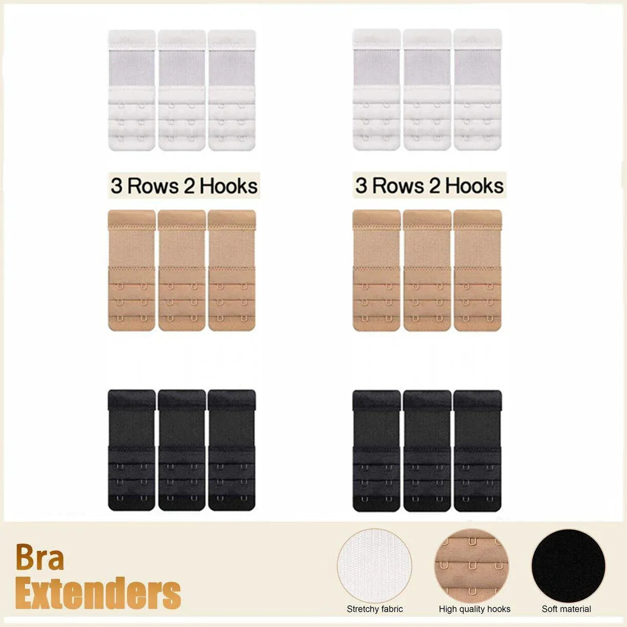 Maternity Strap Clip On Bra Extender Extension 2 Hooks Ladies Plus Size - White V528-STYLE-2HOOKS-COLOUR-WHITE47188