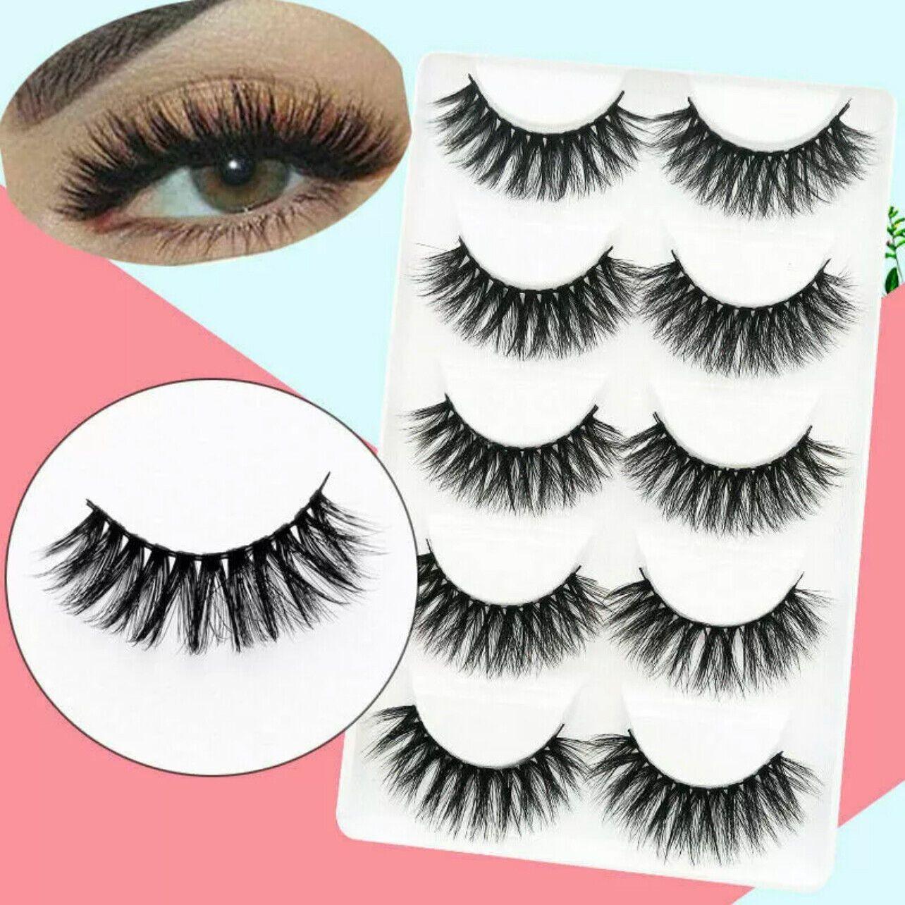 5 Pairs 3D Thick Mink Fake False Eyelashes Natural Long Wispy Makeup Lashes Au - 3D-55 V528-STYLE-3D-5565909