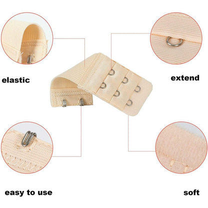 Maternity Strap Clip On Bra Extender Extension 3 Hooks Ladies Plus Size - Beige V528-STYLE-3HOOKS-COLOUR-BEIGE94825