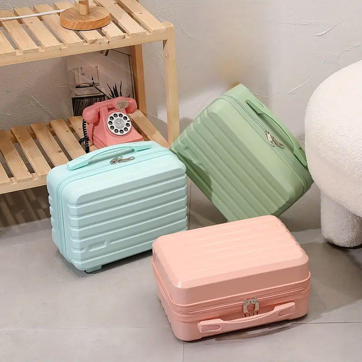 Portable 14 Inch Suitcase Mini Small Travel Storage Hand Gift Box - Blue V528-SUITCASE-1-BLUE-748748
