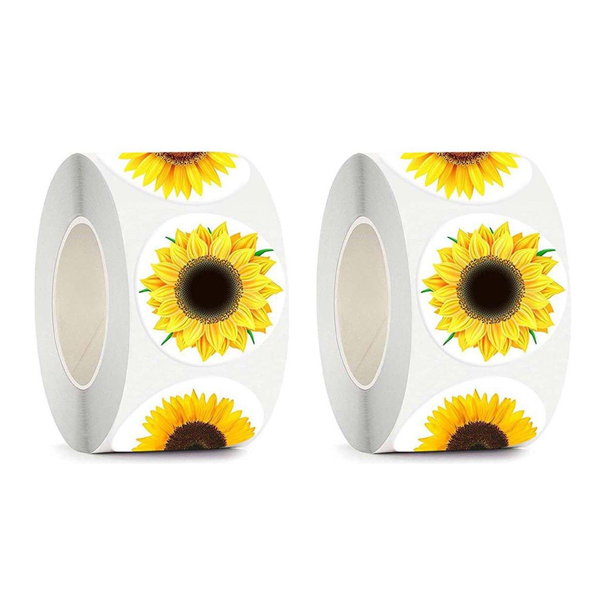 2 Rolls Sunflower Stickers Handmade Flower Decoration Labels for Craft Projects V528-SUNFLOWER-STICKER-2ROLL-647758