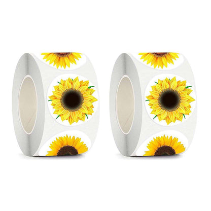 2 Rolls Sunflower Stickers Handmade Flower Decoration Labels for Craft Projects V528-SUNFLOWER-STICKER-2ROLL-647758