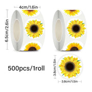 2 Rolls Sunflower Stickers Handmade Flower Decoration Labels for Craft Projects V528-SUNFLOWER-STICKER-2ROLL-647758