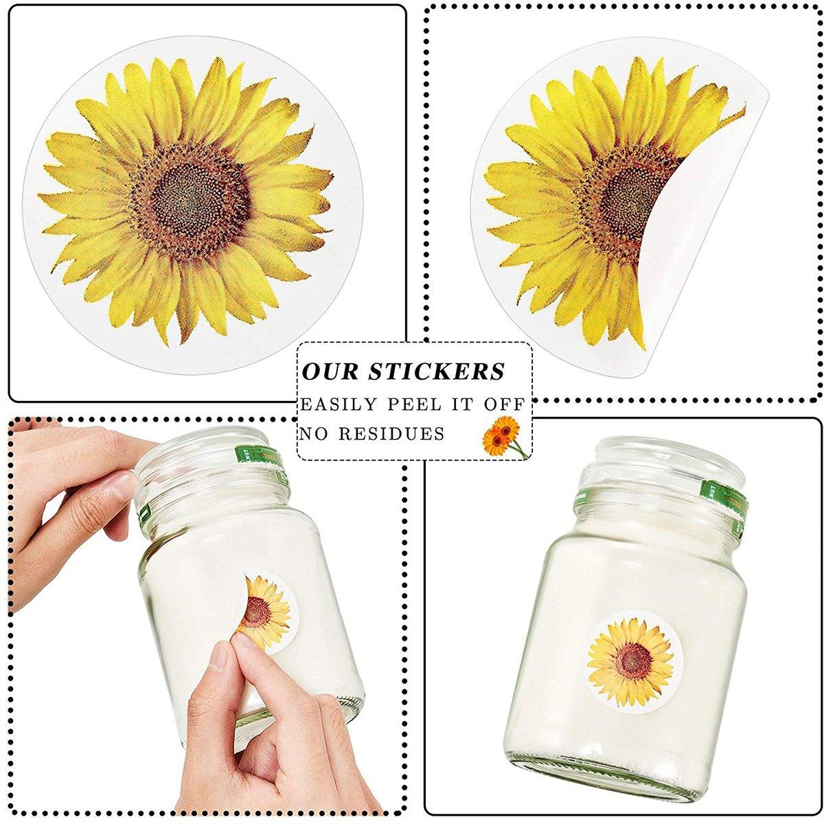 2 Rolls Sunflower Stickers Handmade Flower Decoration Labels for Craft Projects V528-SUNFLOWER-STICKER-2ROLL-647758