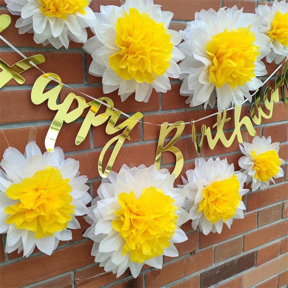8PCS Sunflower Daisy Paper Flowers 20cm/30cm Wall Hanging Party Room Decoration V528-SUNFLOWER-WHITE-8PCS-575362