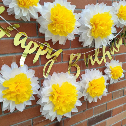 8PCS Sunflower Daisy Paper Flowers 20cm/30cm Wall Hanging Party Room Decoration V528-SUNFLOWER-WHITE-8PCS-575362