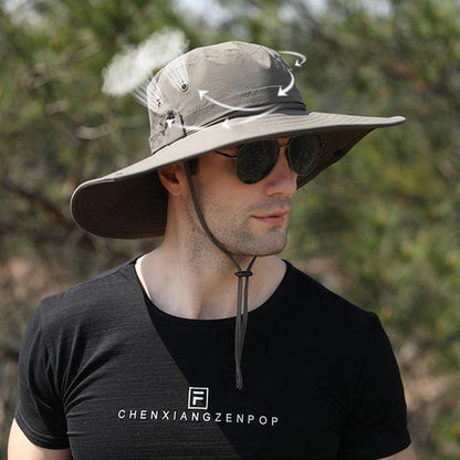 Outdoor Uv Protection Sun Hat Wide Brim Cap Quick-Drying Hat For Fishing Hiking - Black V528-SUNHAT-BLACK-137960