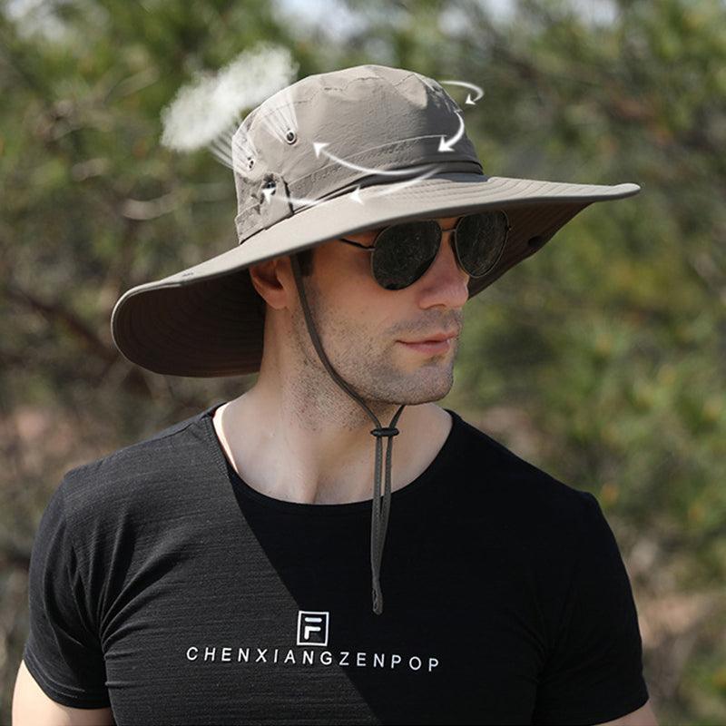 Outdoor Uv Protection Sun Hat Wide Brim Cap Quick-Drying Hat For Fishing Hiking - Grey V528-SUNHAT-GREY-305397