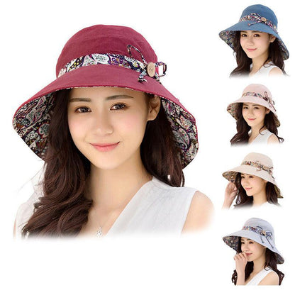 Wide Brim Sun Hat for Women Foldable Floppy Beach Cap with Bow Travel Style - Grey V528-SUNHAT-GREY-657611