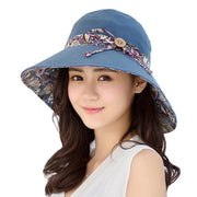 Wide Brim Sun Hat for Women Foldable Floppy Beach Cap with Bow Travel Style - Grey V528-SUNHAT-GREY-657611